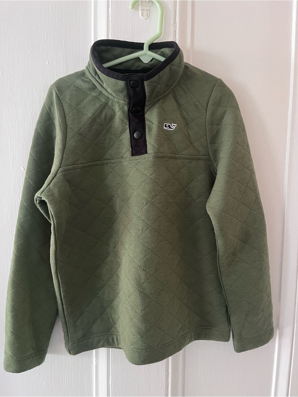Vineyard Vines Olive Quilted Pullover with Black Trim (unisex)